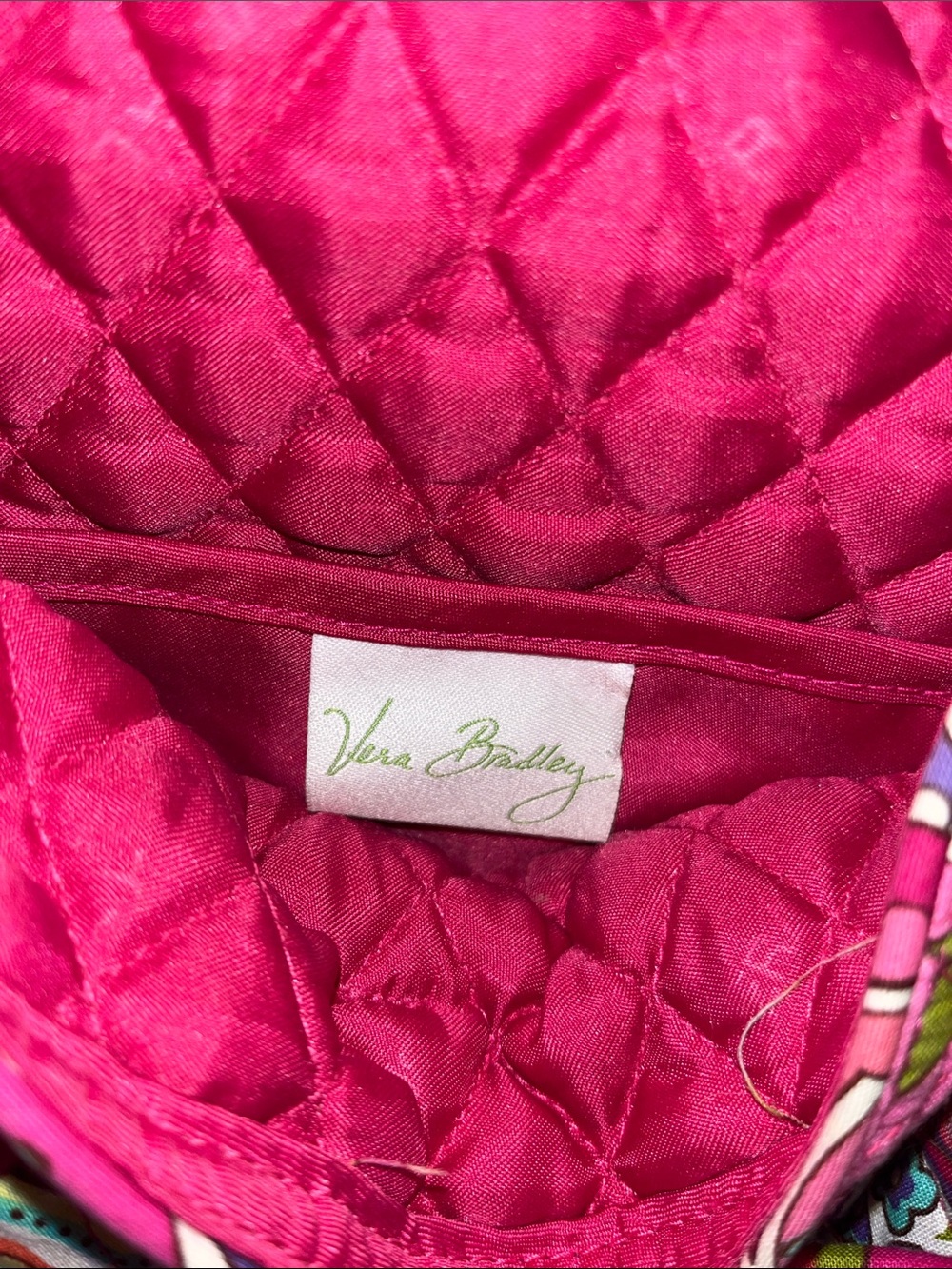 Vera Bradley Hot Pink Paisley Quilted Tote with Teal & Orange Accents - Picture 2 of 6